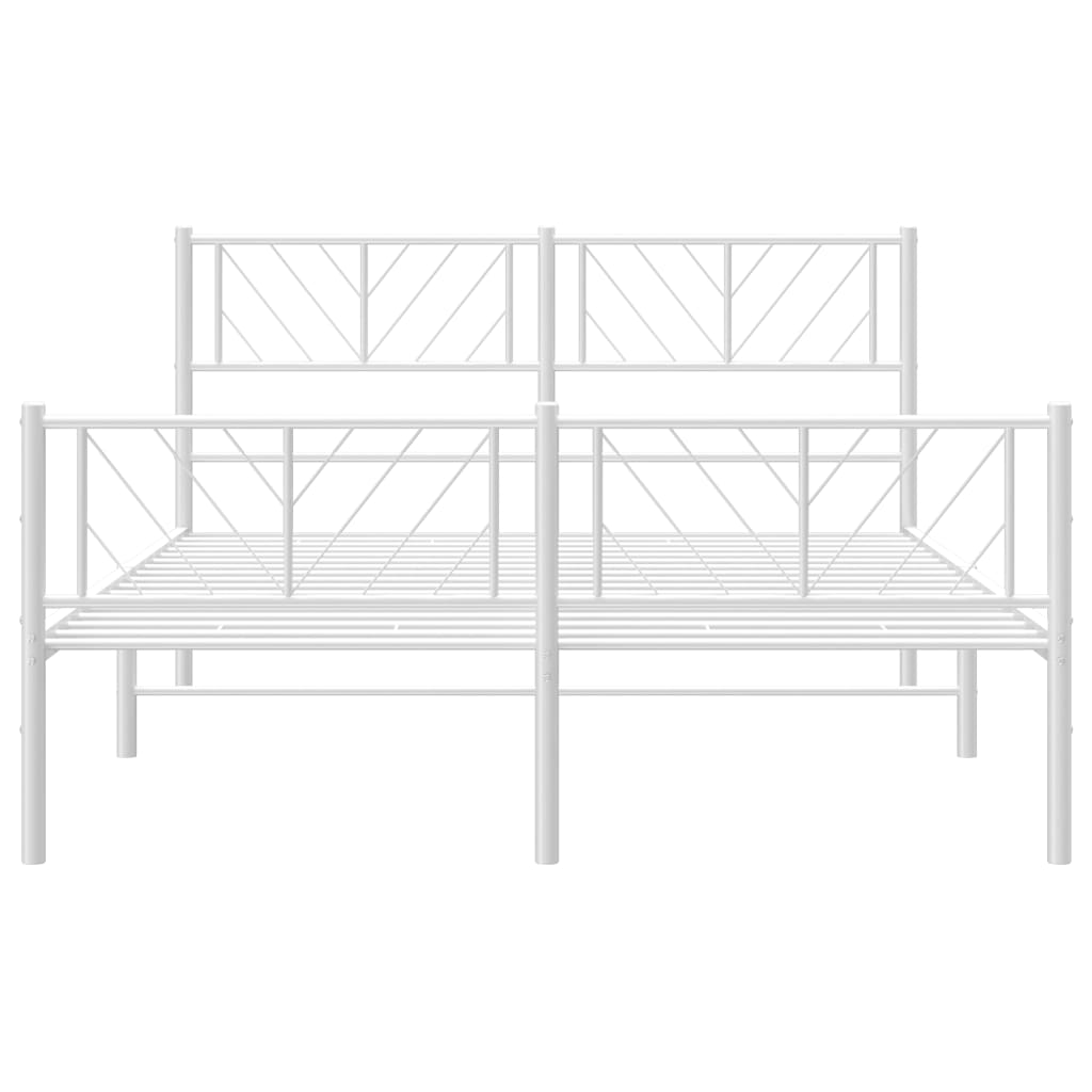 vidaXL Metal Bed Frame without Mattress with Footboard White 120x200 cm