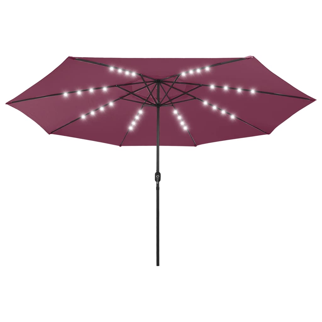 vidaXL Garden Parasol with LED Lights 400 cm Bordeaux Red