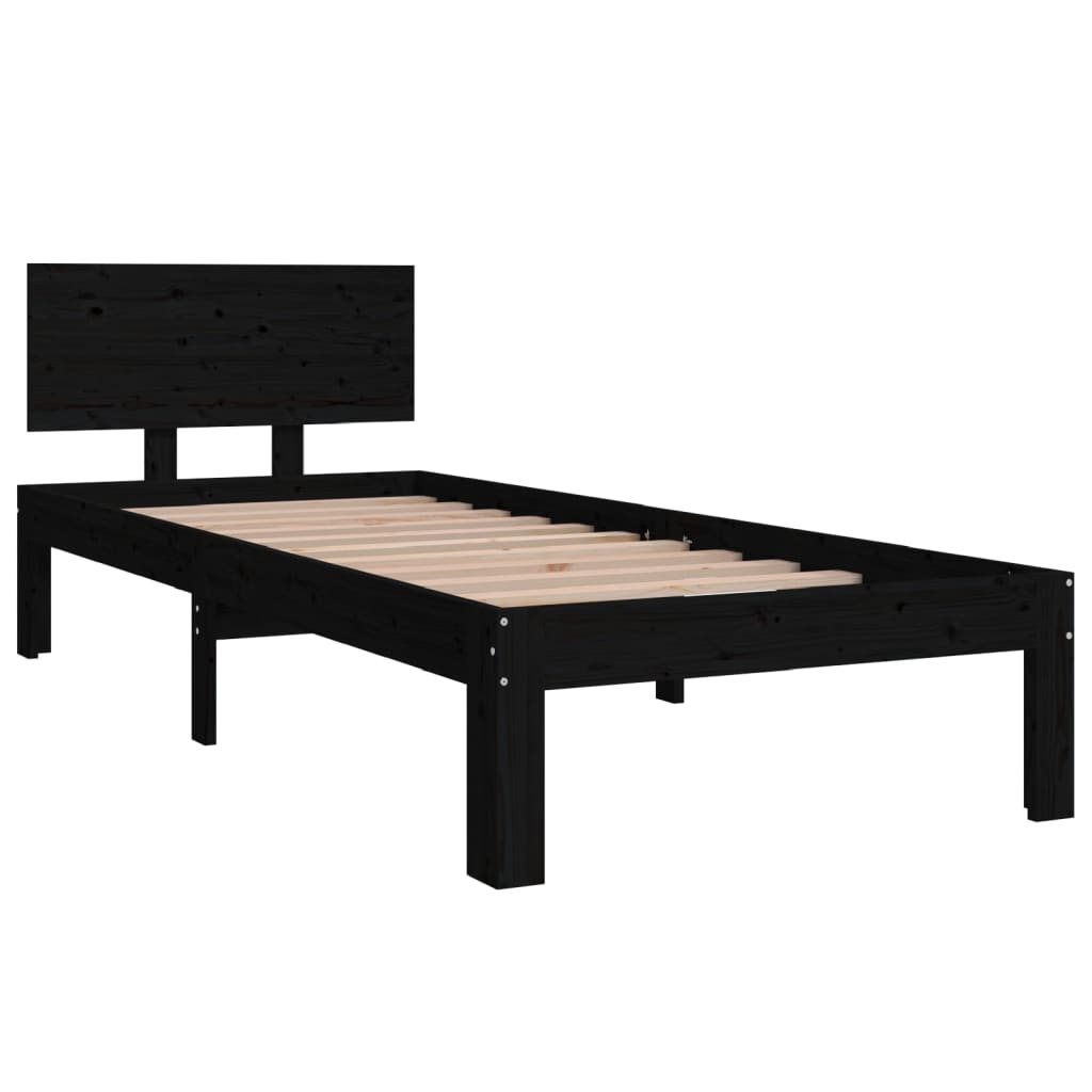 vidaXL Bed Frame without Mattress Black 75x190 cm Small Single