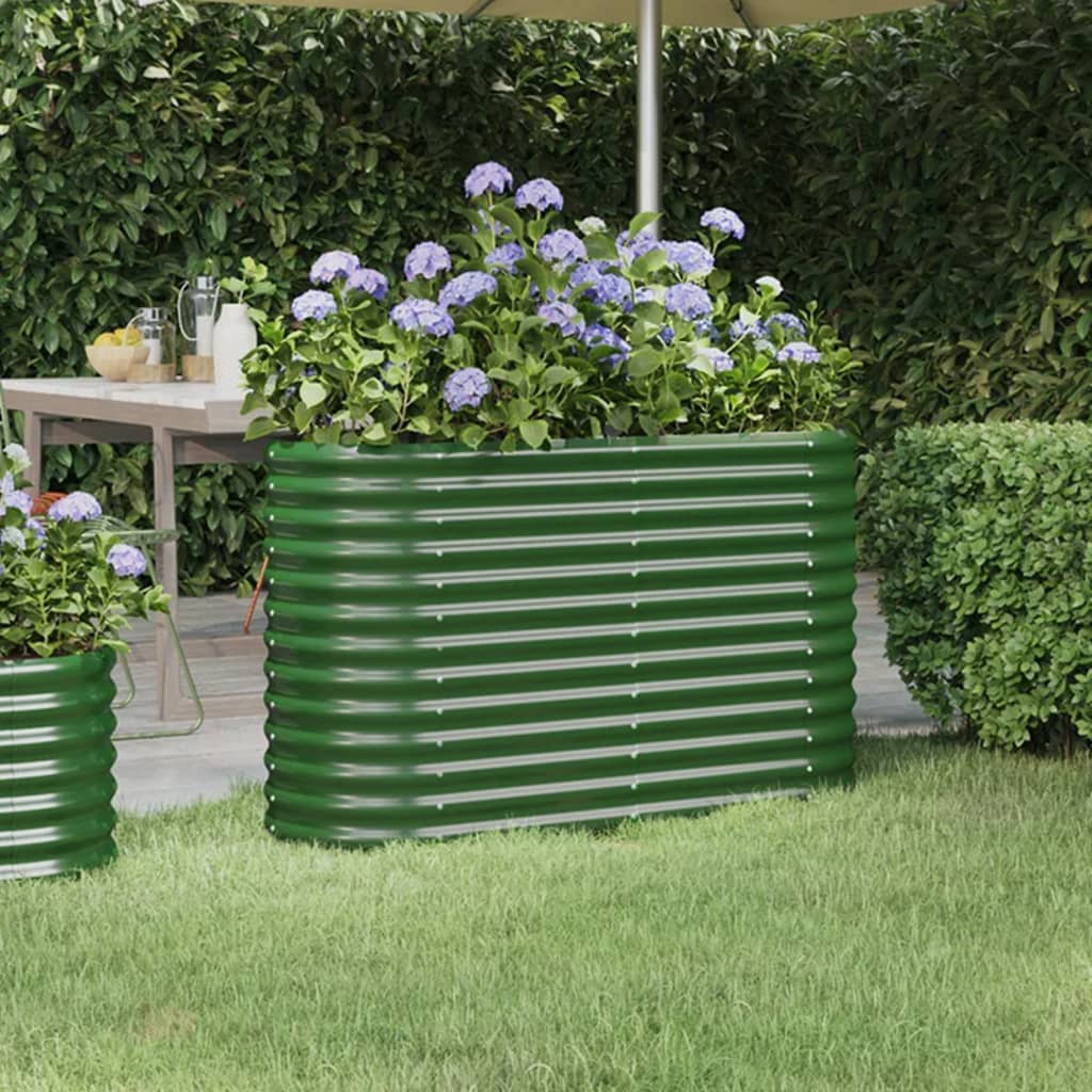 vidaXL Garden Raised Bed Powder-coated Steel 114x40x68 cm Green