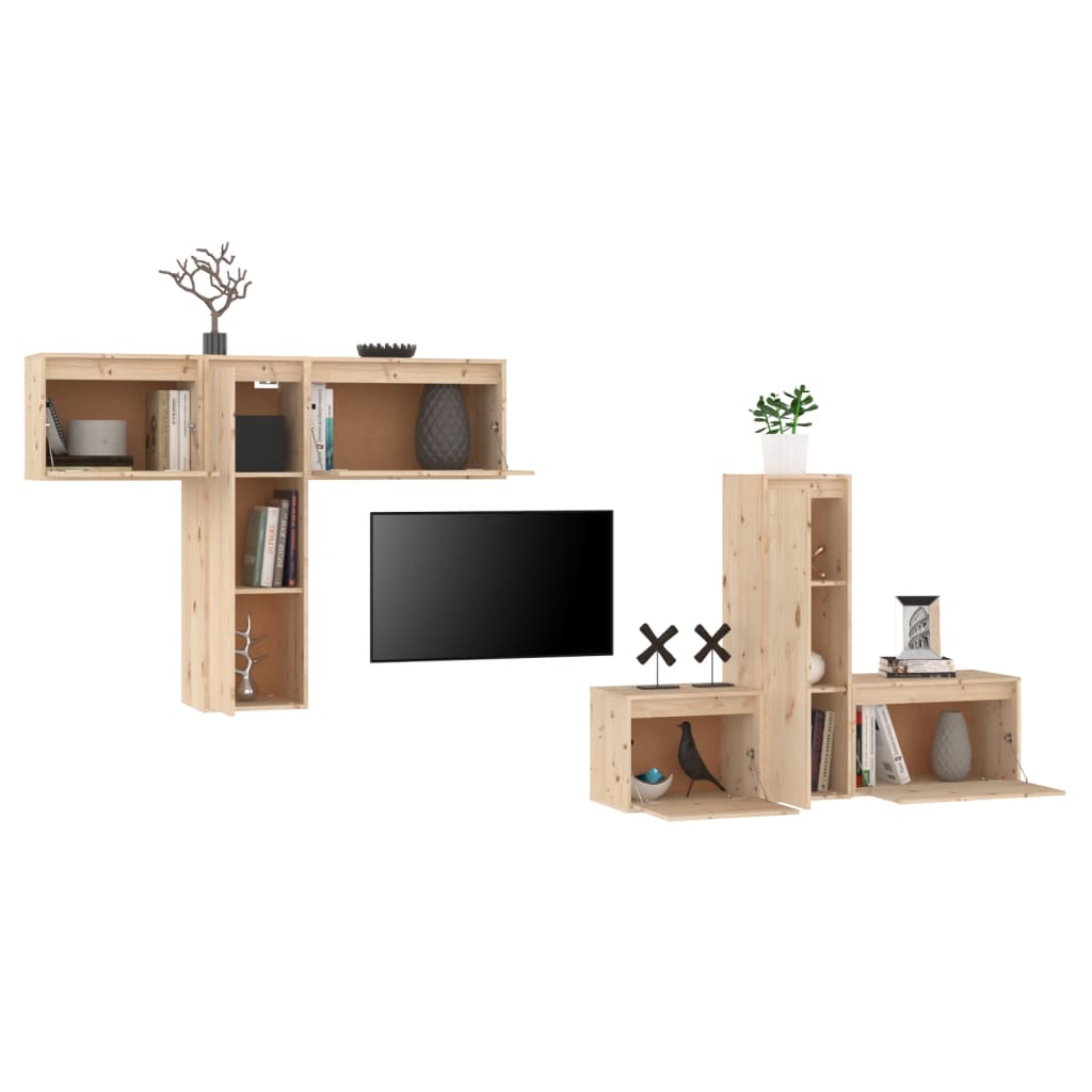 vidaXL TV Cabinets 6 pcs Solid Wood Pine