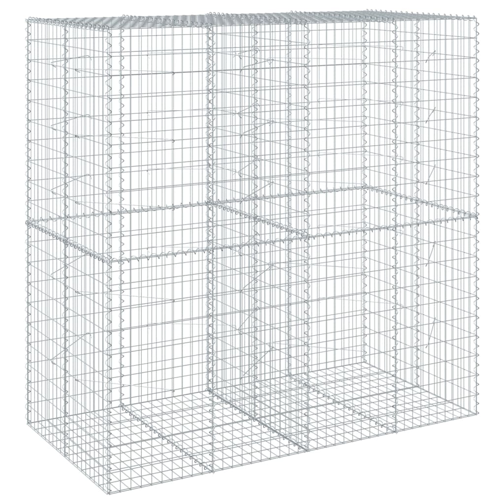 vidaXL Gabion Basket with Cover 200x100x200 cm Galvanised Iron