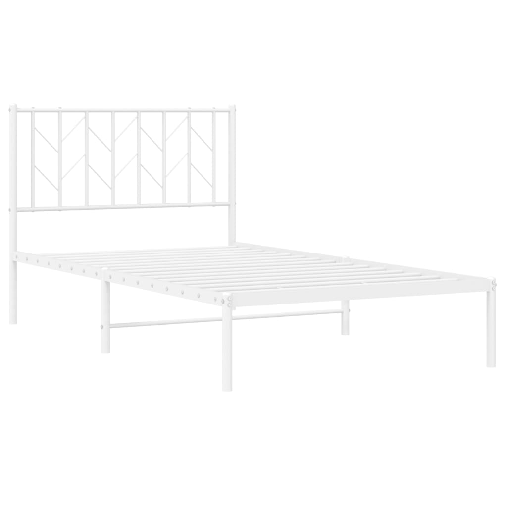 vidaXL Metal Bed Frame without Mattress with Headboard White 100x200 cm