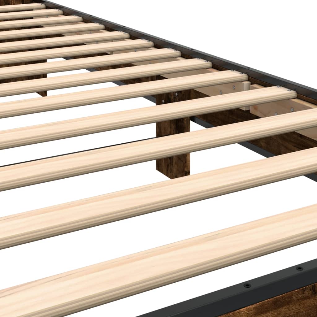 vidaXL Bed Frame without Mattress Smoked Oak 100x200 cm