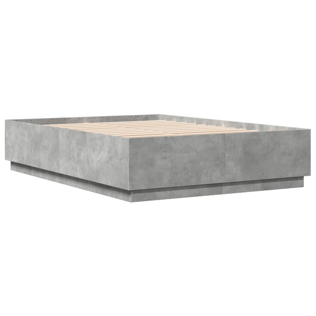 vidaXL Bed Frame with LED without Mattress Concrete Grey 120x200 cm