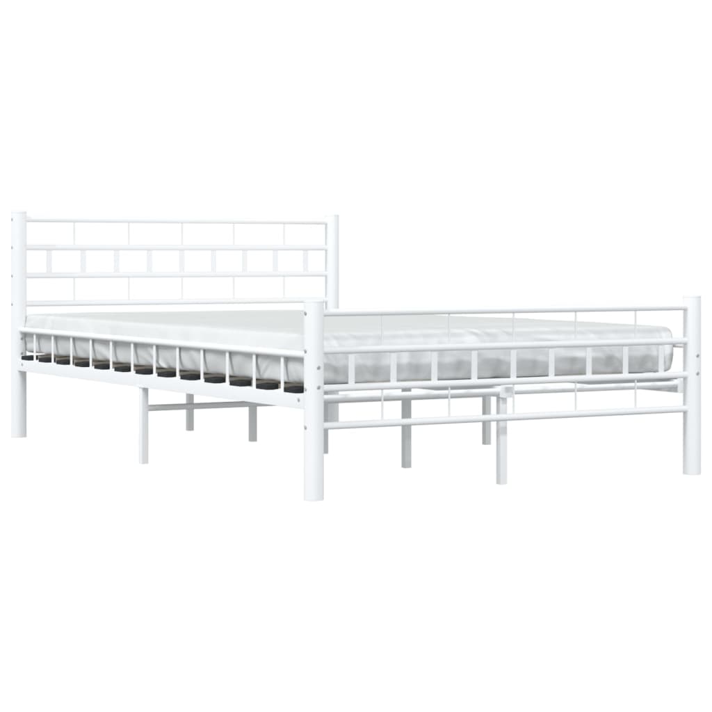 vidaXL Bed Frame White Metal 140x200 cm