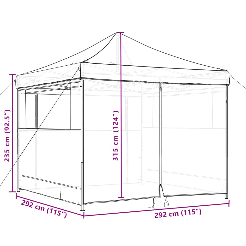 vidaXL Foldable Party Tent Pop-Up with 4 Sidewalls Brown