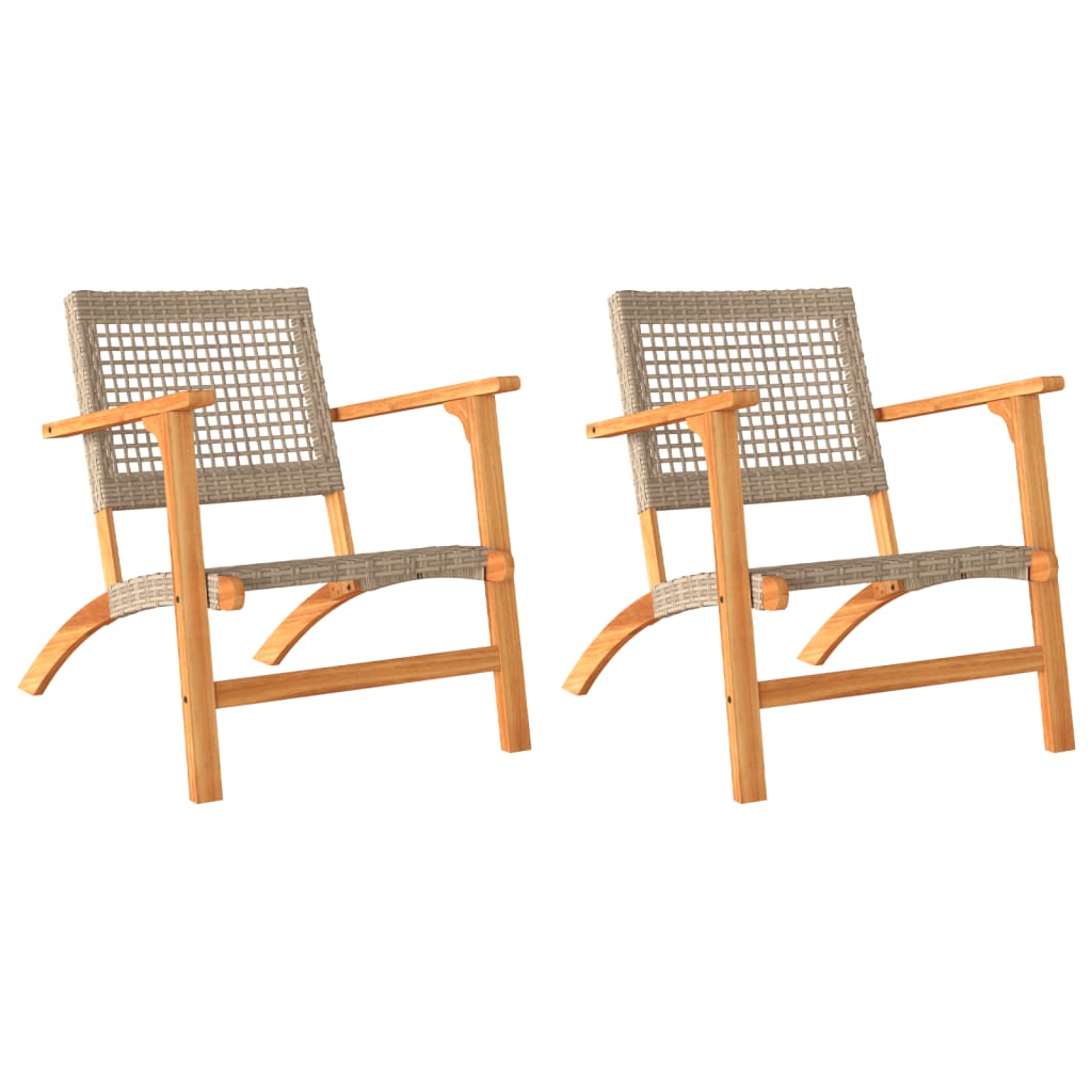 vidaXL Garden Chairs 2 pcs Beige Poly Rattan and Acacia Wood