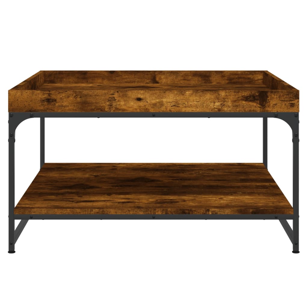 vidaXL Coffee Table Smoked Oak 80x80x45 cm Engineered Wood and Iron