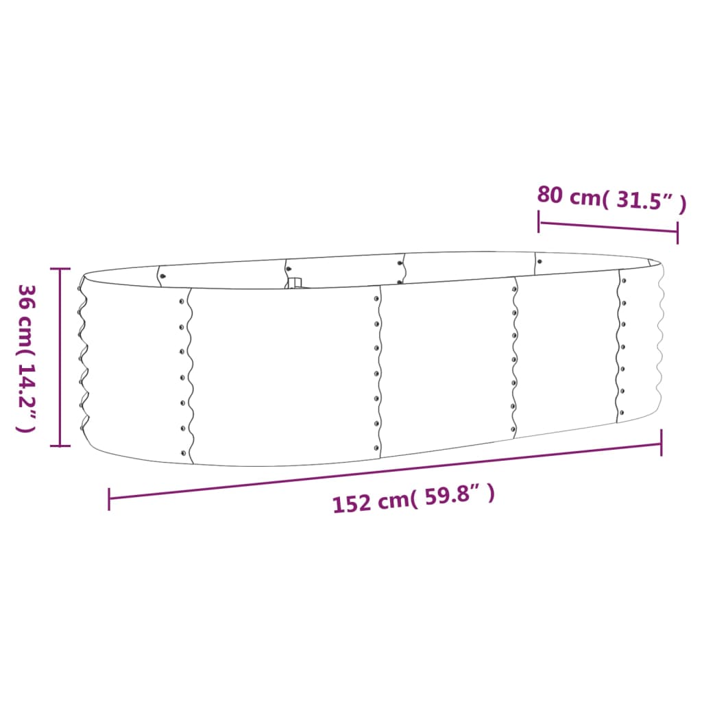 vidaXL Garden Raised Bed Powder-coated Steel 152x80x36 cm Green