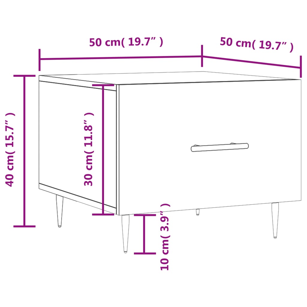 vidaXL Coffee Tables 2 pcs White 50x50x40 cm Engineered Wood