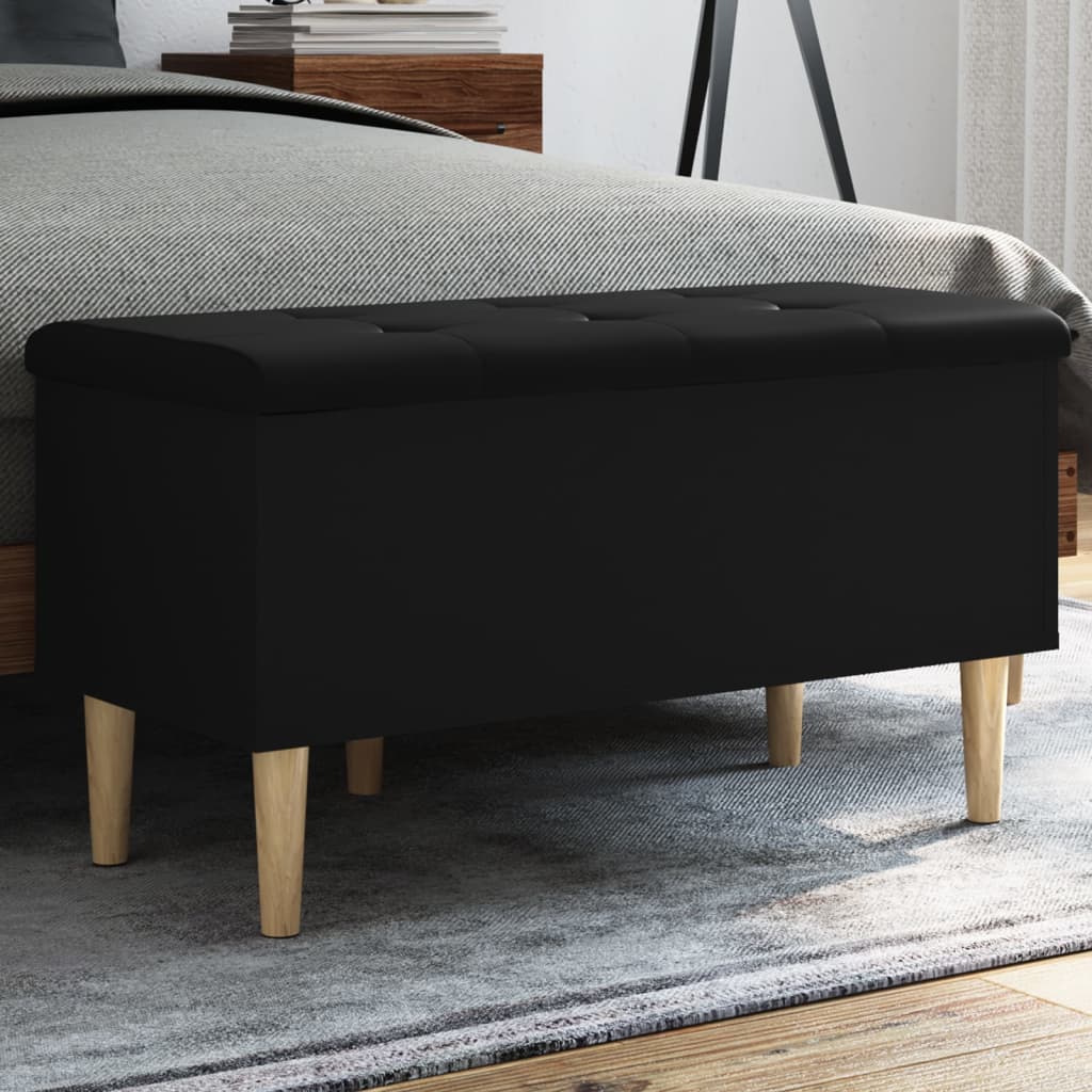 vidaXL Storage Bench Black 82x42x46 cm Engineered Wood