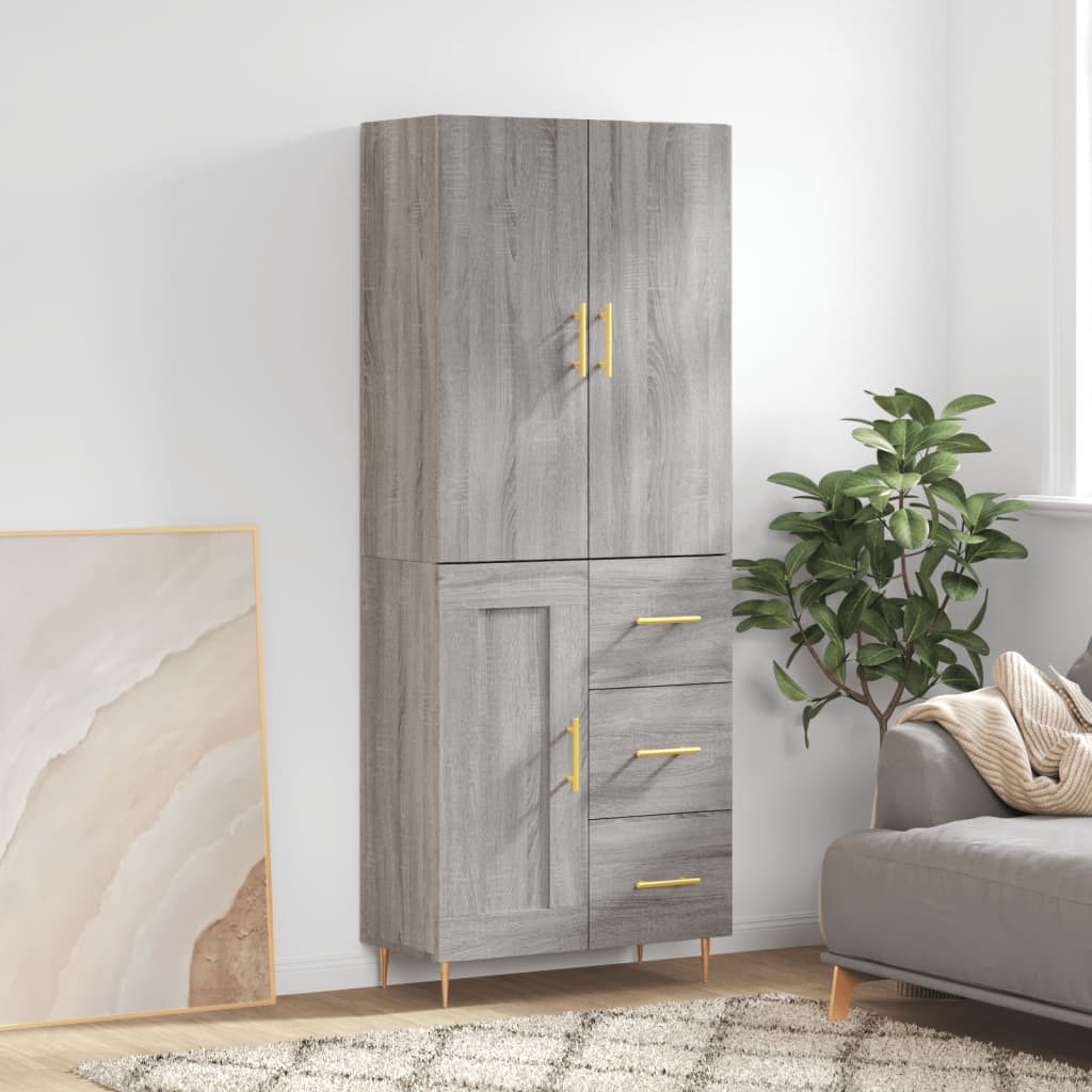 vidaXL Highboard Grey Sonoma 69.5x34x180 cm Engineered Wood