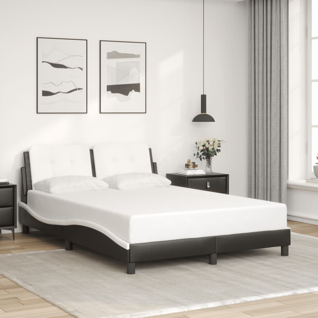 vidaXL Bed Frame without Mattress Black and White 140x190 cm Faux Leather