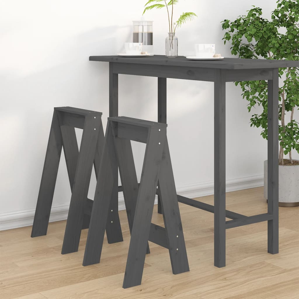 vidaXL Stools 2 pcs Grey 40x40x75 cm Solid Wood Pine