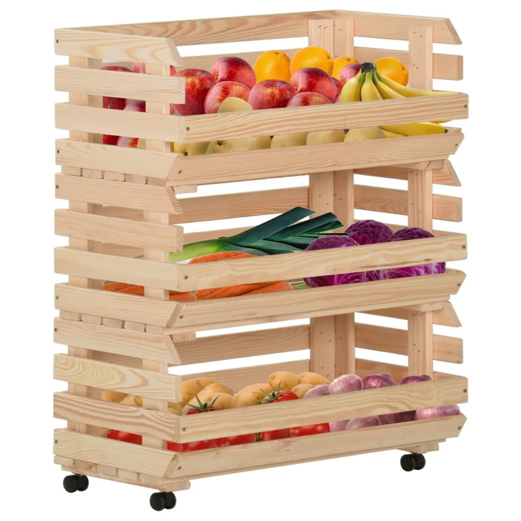 vidaXL Vegetable Trolley 77x30x80 cm Solid Pinewood