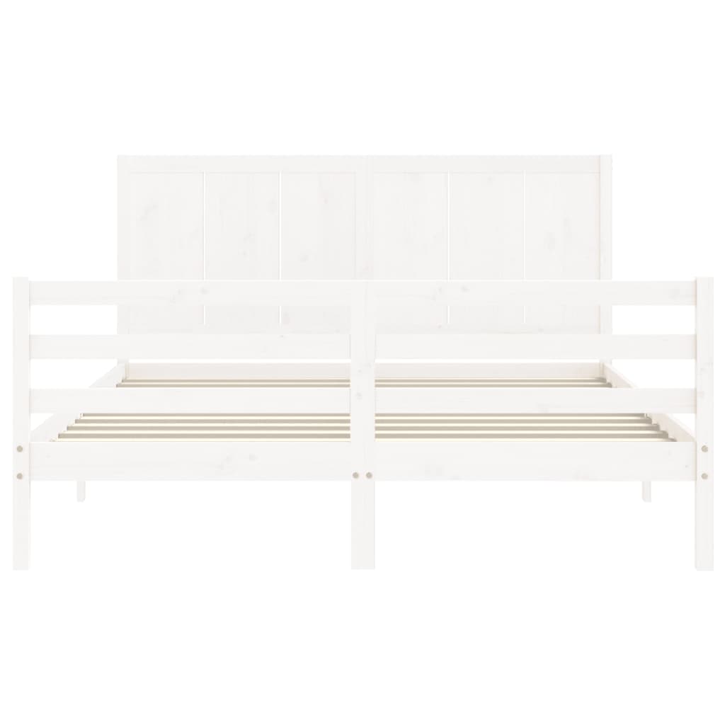 vidaXL Bed Frame without Mattress White King Size Solid Wood