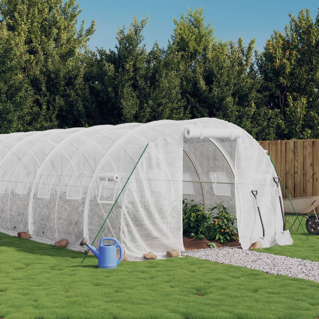 vidaXL Greenhouse with Steel Frame White 60 m² 20x3x2 m