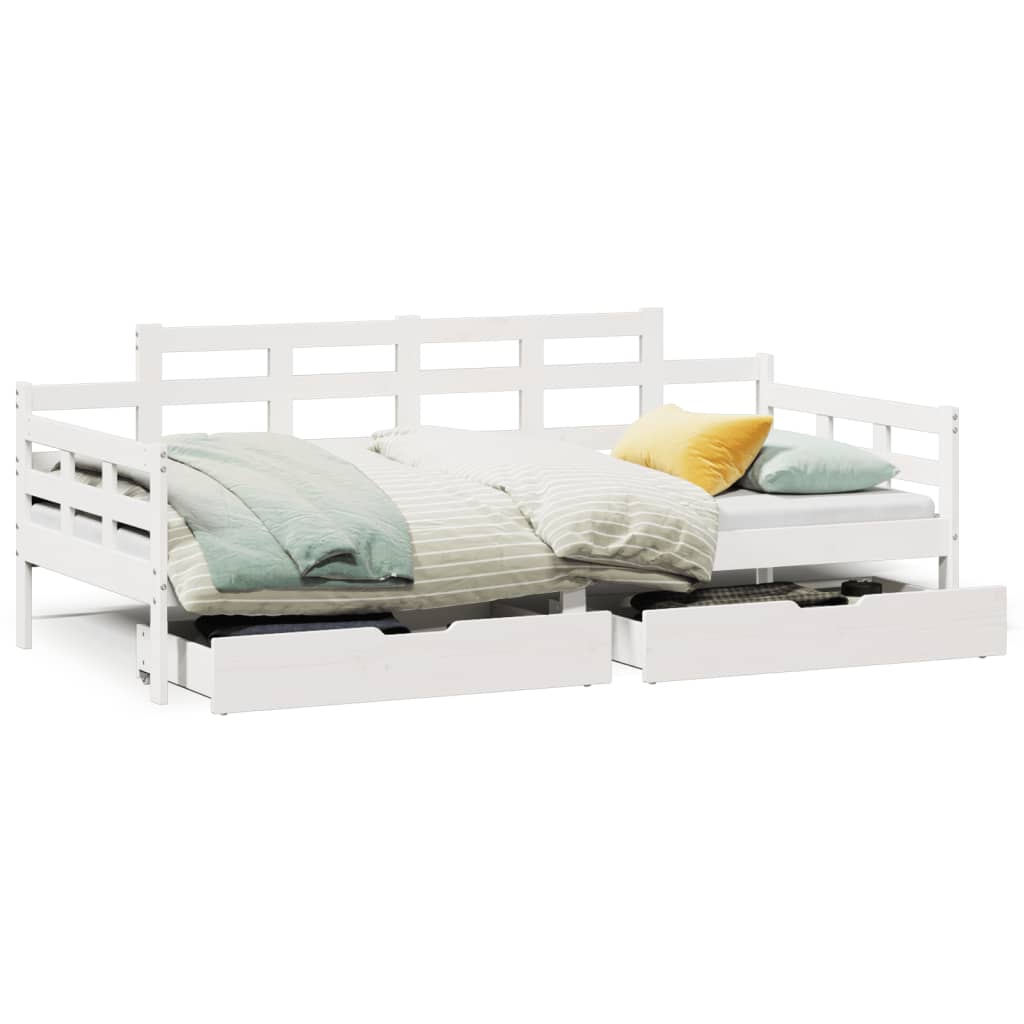 vidaXL Daybed with Drawers without Mattress White 80x200 cm Solid Wood