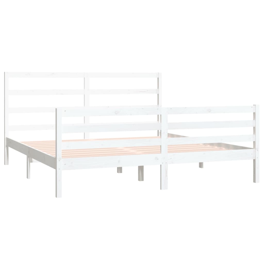 vidaXL Bed Frame without Mattress White Solid Wood Pine 180x200 cm Super King