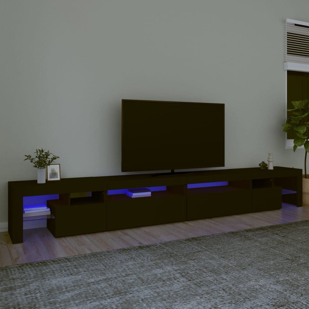 vidaXL TV Cabinet with LED Lights Black 290x36.5x40 cm
