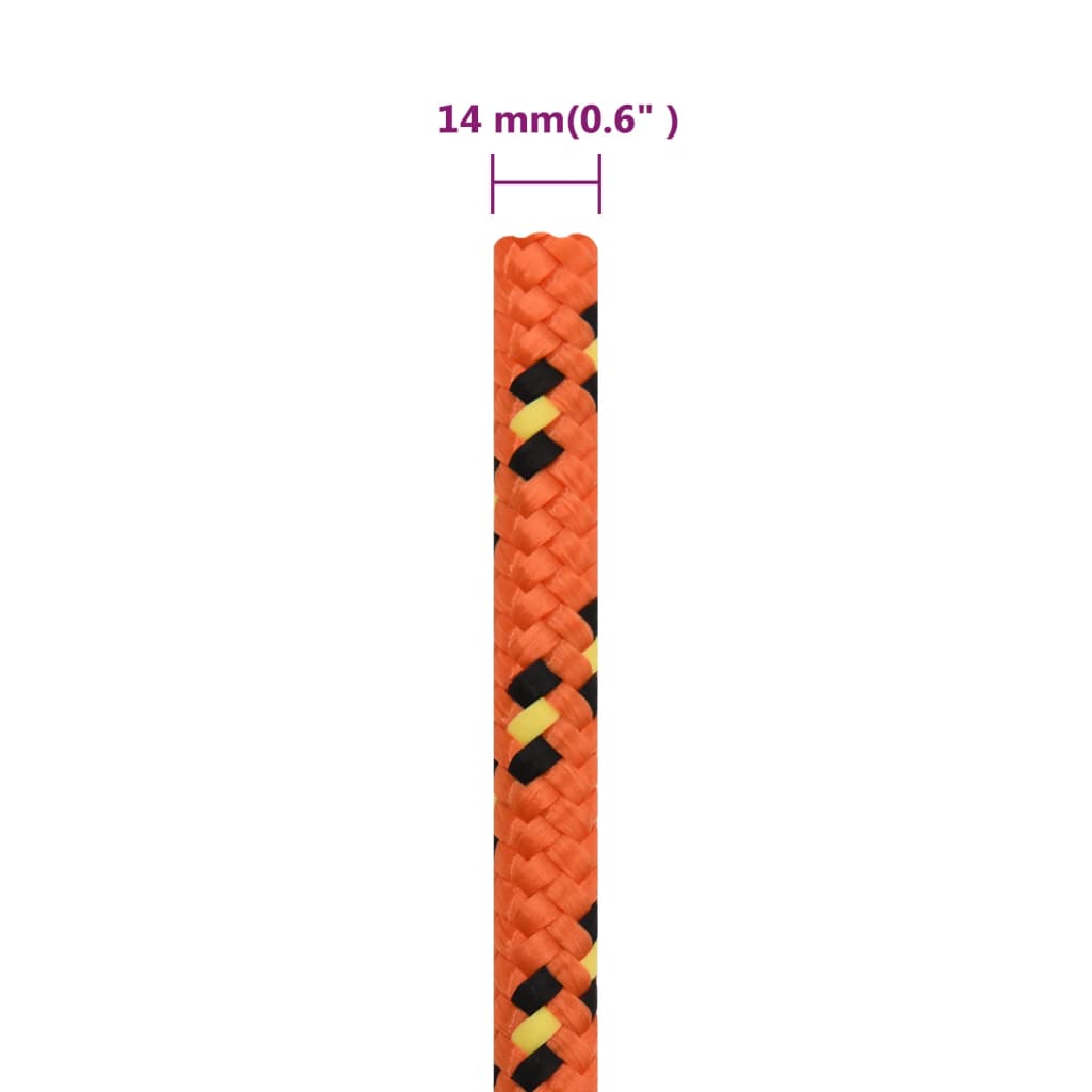 vidaXL Boat Rope Orange 14 mm 25 m Polypropylene