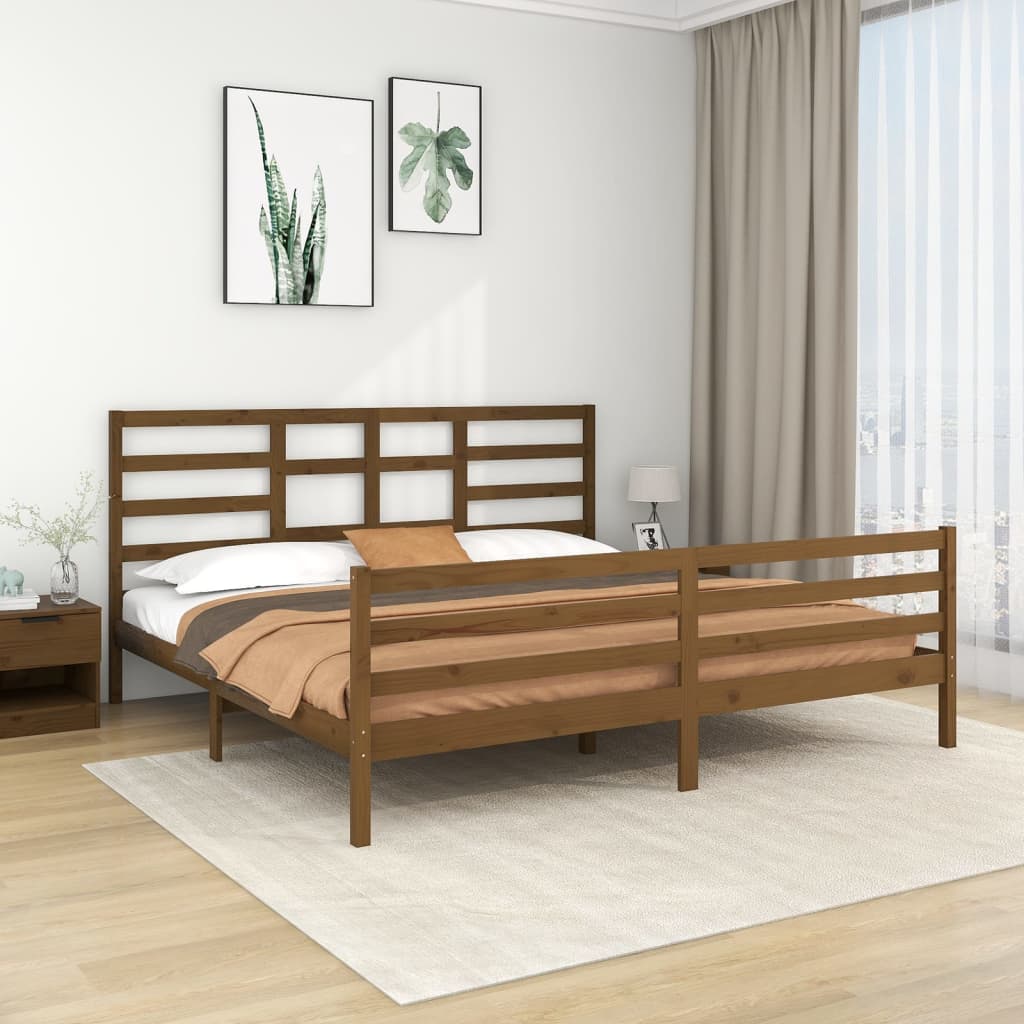 vidaXL Bed Frame without Mattress Honey Brown Solid Wood 200x200 cm