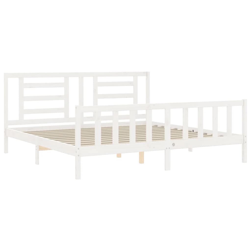 vidaXL Bed Frame without Mattress White Super King Size Solid Wood Pine