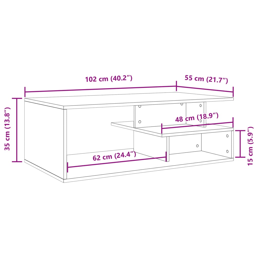 vidaXL Coffee Table Black 102x55x35 cm Engineered Wood