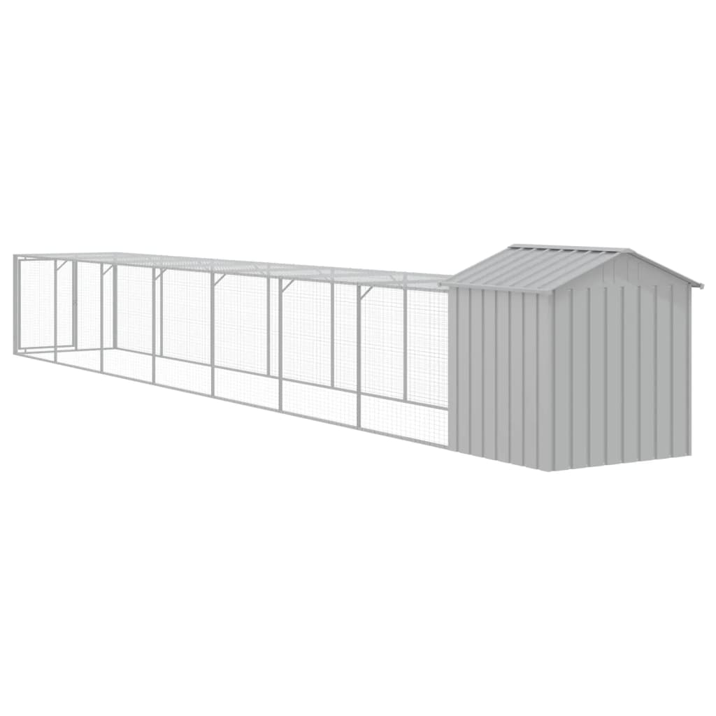 vidaXL Chicken Cage with Run Light Grey 117x813x123 cm Galvanised Steel