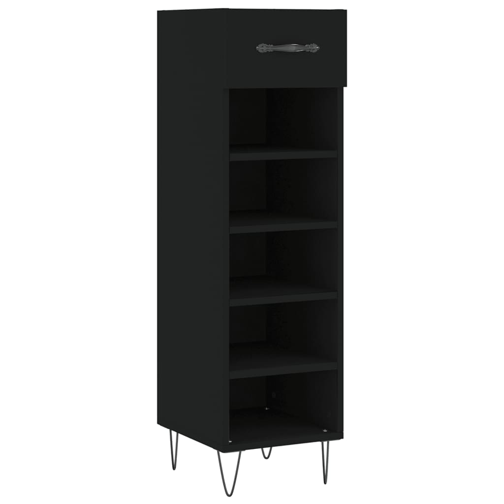 vidaXL Shoe Cabinet Black 30x35x105 cm Engineered Wood