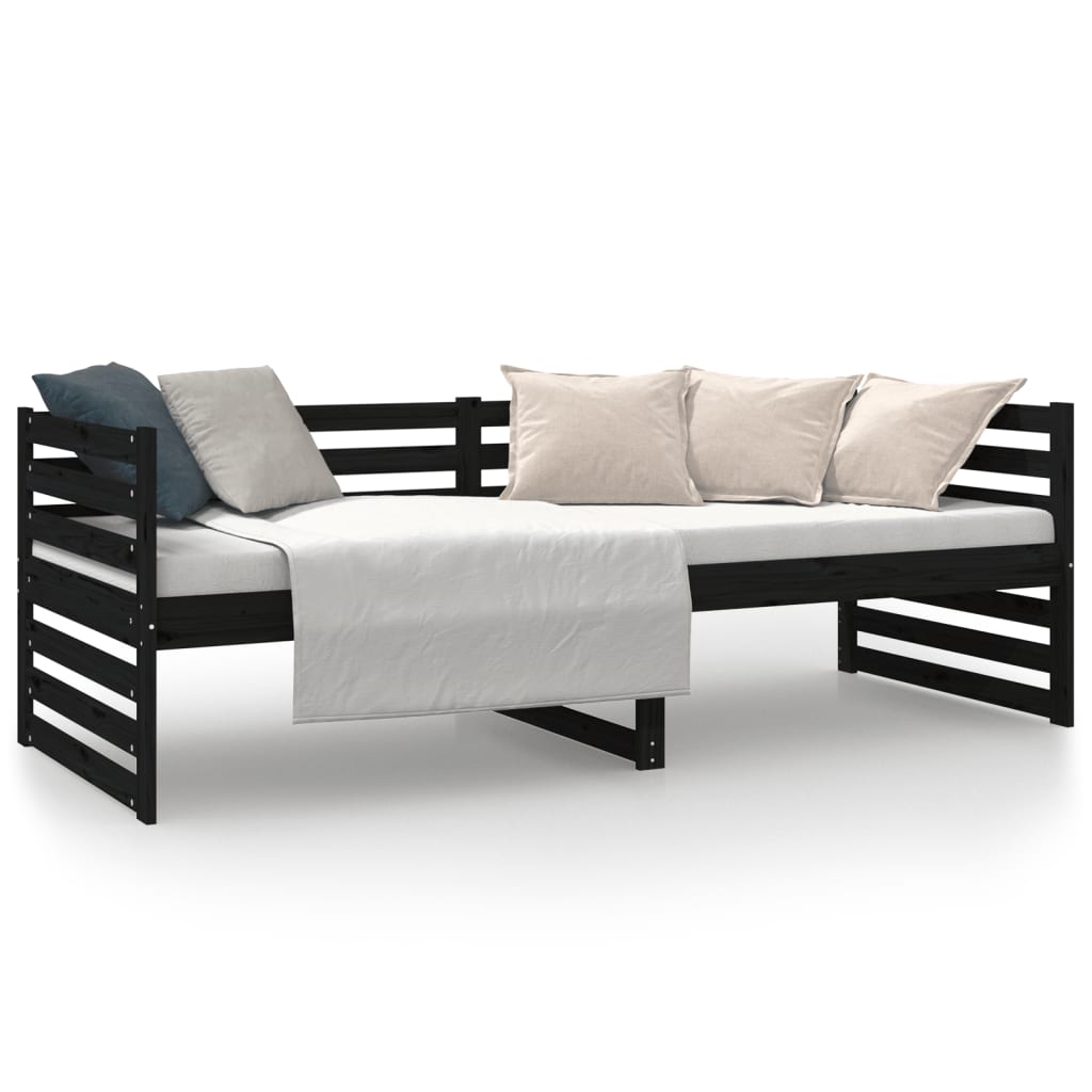 vidaXL Day Bed without Mattress Black 80x200 cm Solid Wood Pine