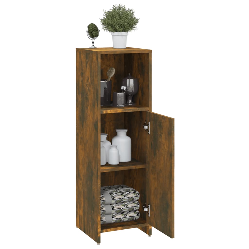 vidaXL Bathroom Cabinet Smoked Oak 30x30x95 cm Engineered Wood