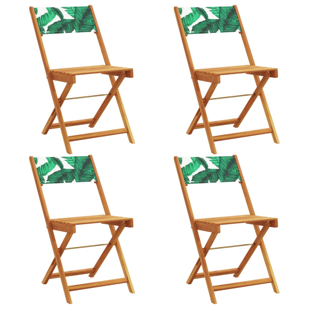 vidaXL Folding Garden Chairs 4 pcs Green Fabric and Solid Wood