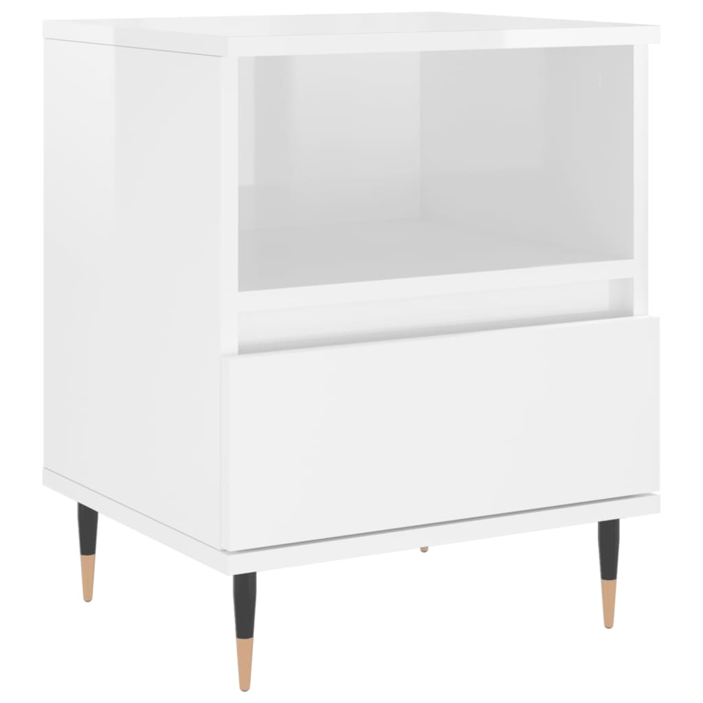 vidaXL Bedside Cabinet High Gloss White 40x35x50 cm Engineered Wood