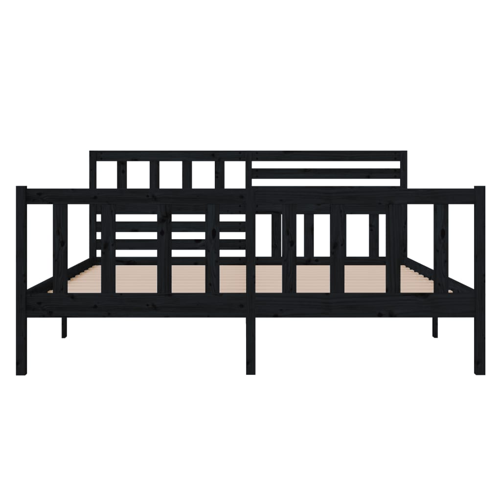 vidaXL Bed Frame without Mattress Black Solid Wood 120x200 cm (810081+814138)