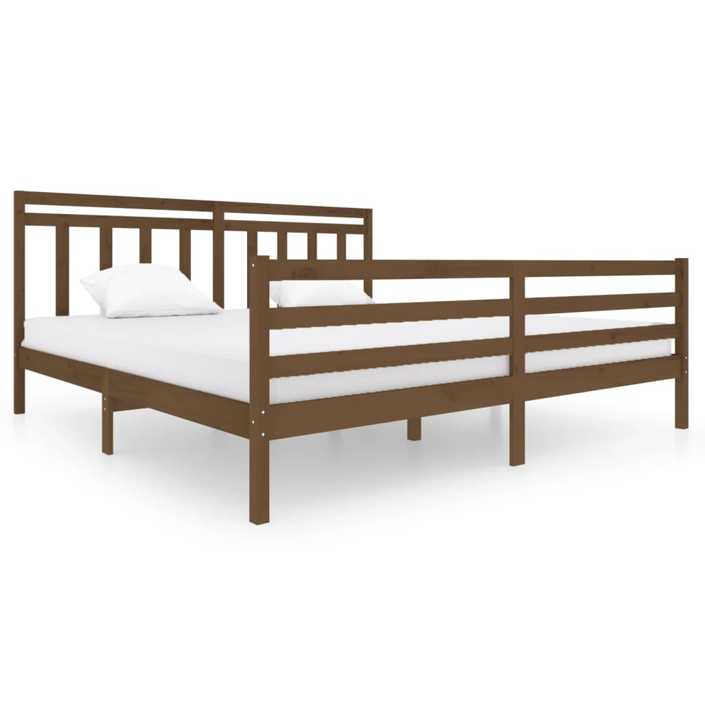 vidaXL Bed Frame without Mattress Honey Brown Solid Wood 200x200 cm (810453+814117)