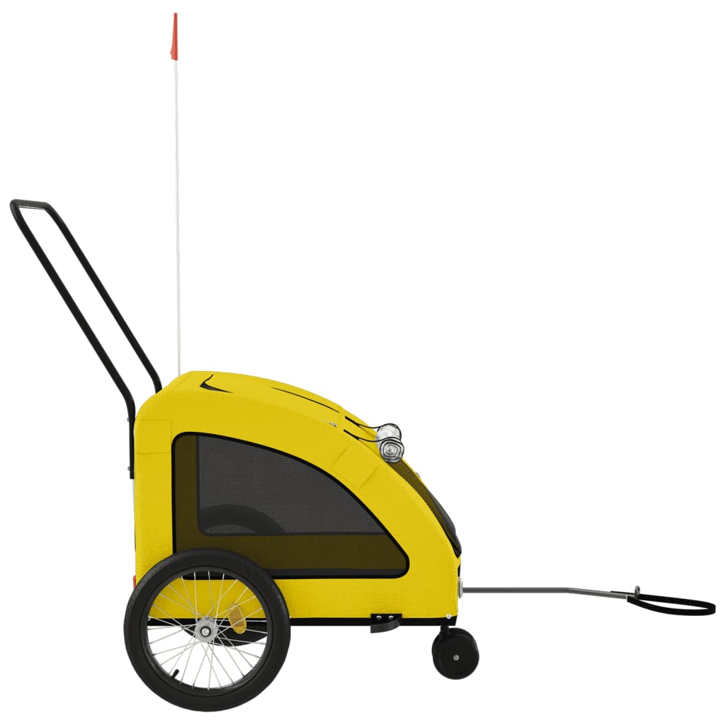 vidaXL Pet Bike Trailer Yellow Oxford Fabric and Iron