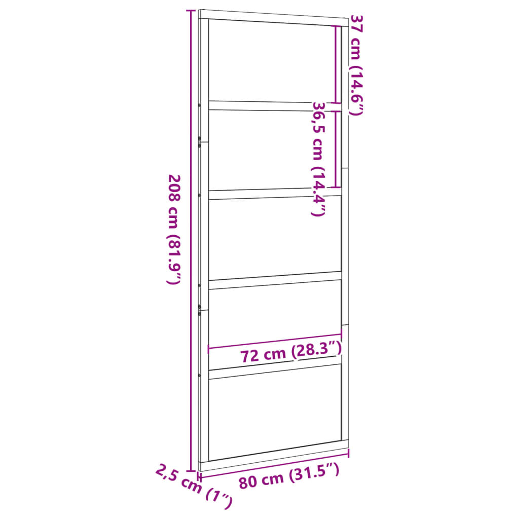 vidaXL Barn Door Wax Brown 80x208 cm Solid Wood Pine