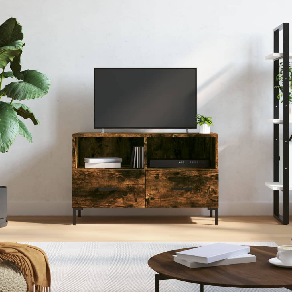 vidaXL TV Cabinet Smoked Oak 80x36x50 cm Engineered Wood