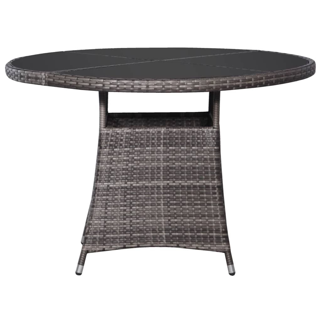 vidaXL Garden Table Grey Ø110x74 cm Poly Rattan