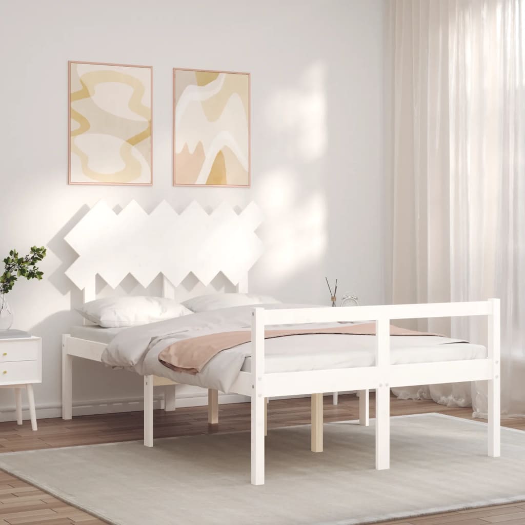 vidaXL Senior Bed without Mattress White Double Solid Wood