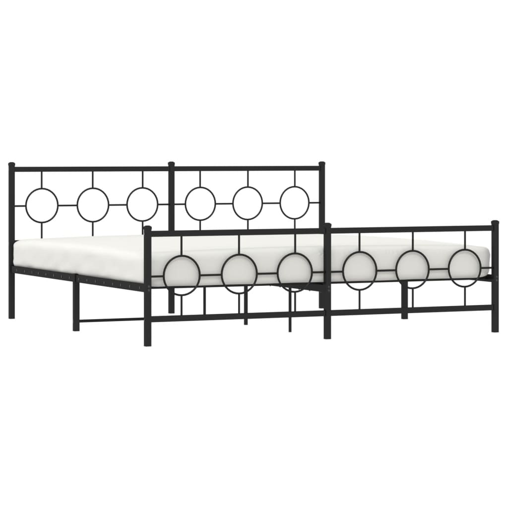 vidaXL Metal Bed Frame without Mattress with Footboard Black 200x200 cm