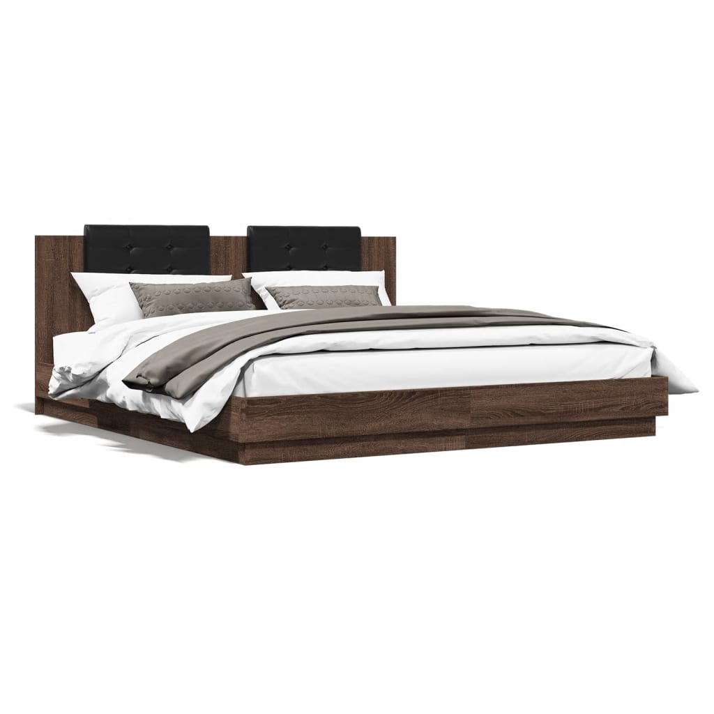 vidaXL Bed Frame without Mattress Brown Oak 200x200 cm