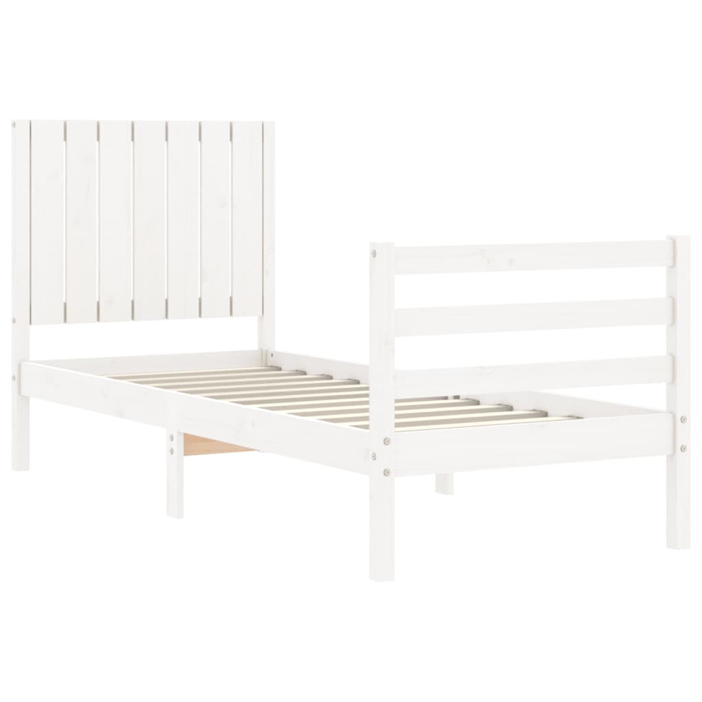 vidaXL Bed Frame without Mattress White Small Single Solid Wood