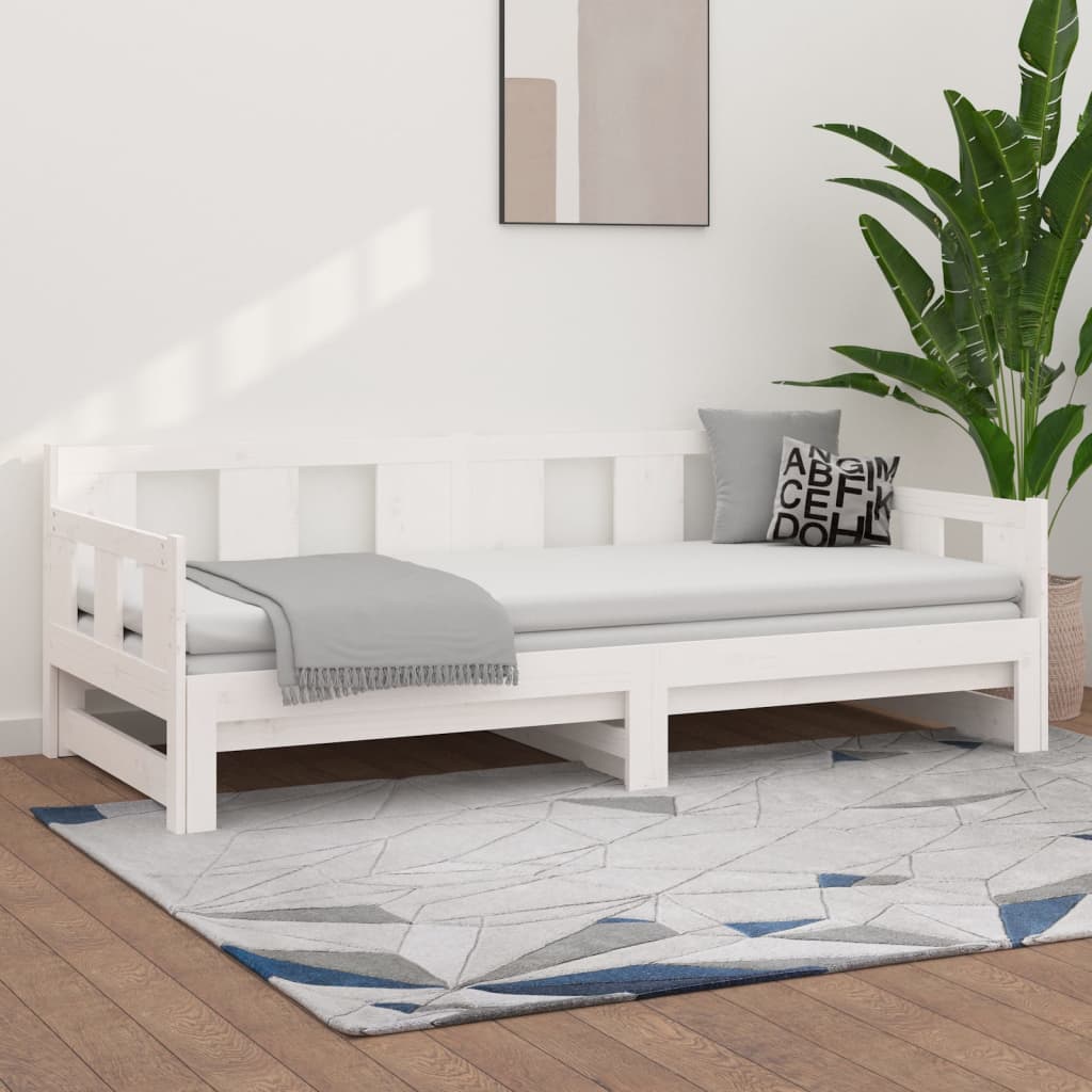 vidaXL Pull-out Day Bed without Mattress White 2x(80x200) cm