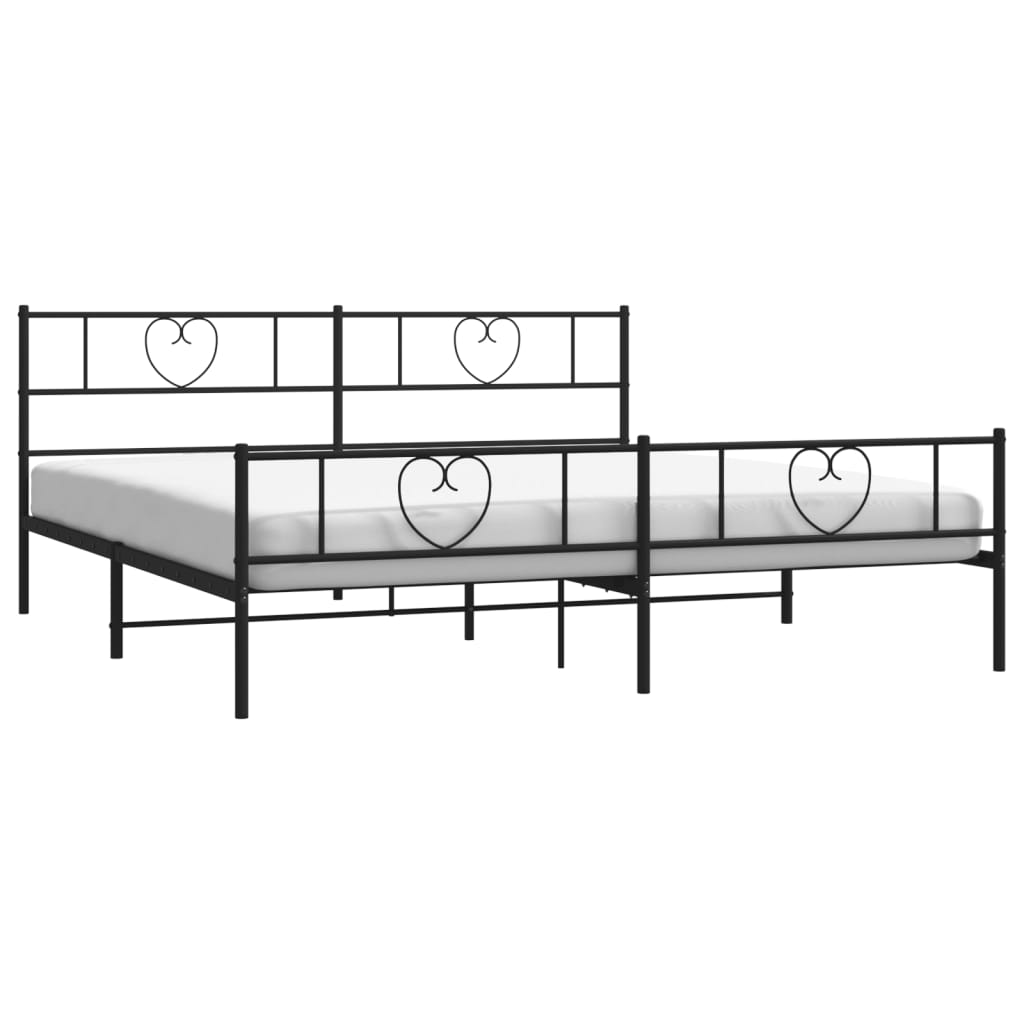 vidaXL Metal Bed Frame without Mattress with Footboard Black 200x200 cm