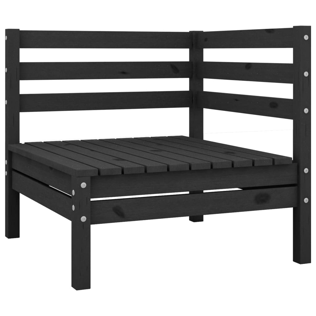 vidaXL 3 Piece Garden Lounge Set Black Solid Pinewood