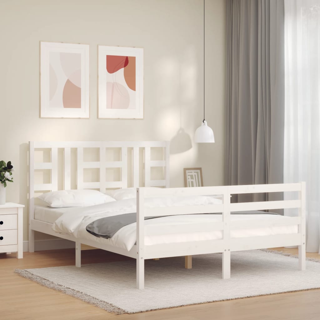 vidaXL Bed Frame without Mattress White 140x200 cm Solid Wood