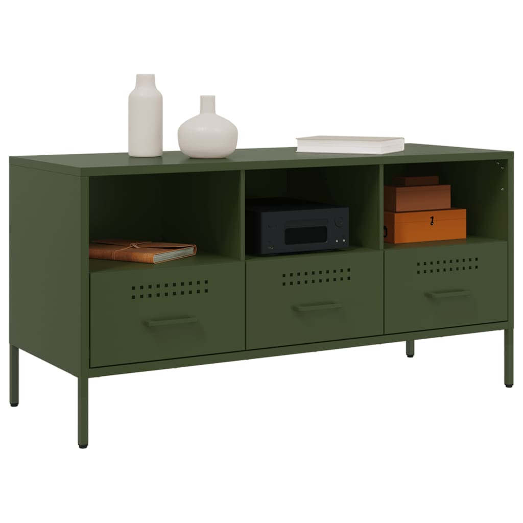 vidaXL TV Cabinet Olive Green 100.5x39x50.5 cm Steel